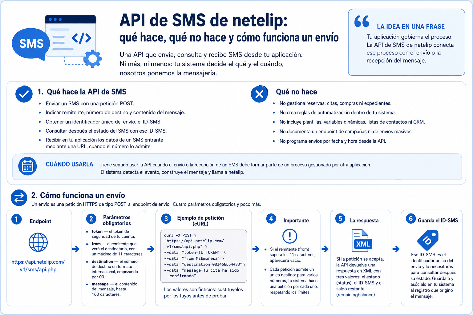 Infografía resumen de API SMS - netelip