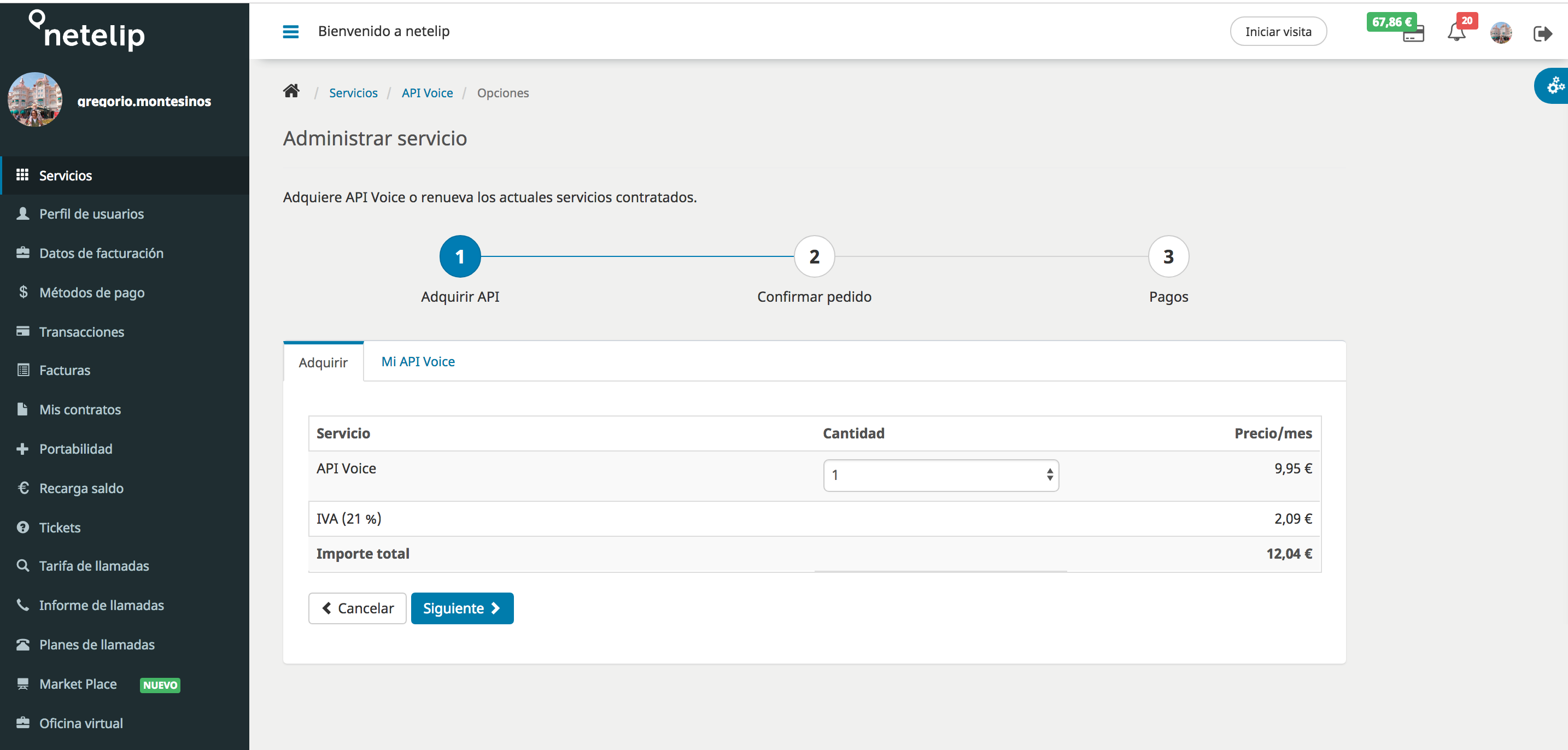 Adquirir API Voice | netelip