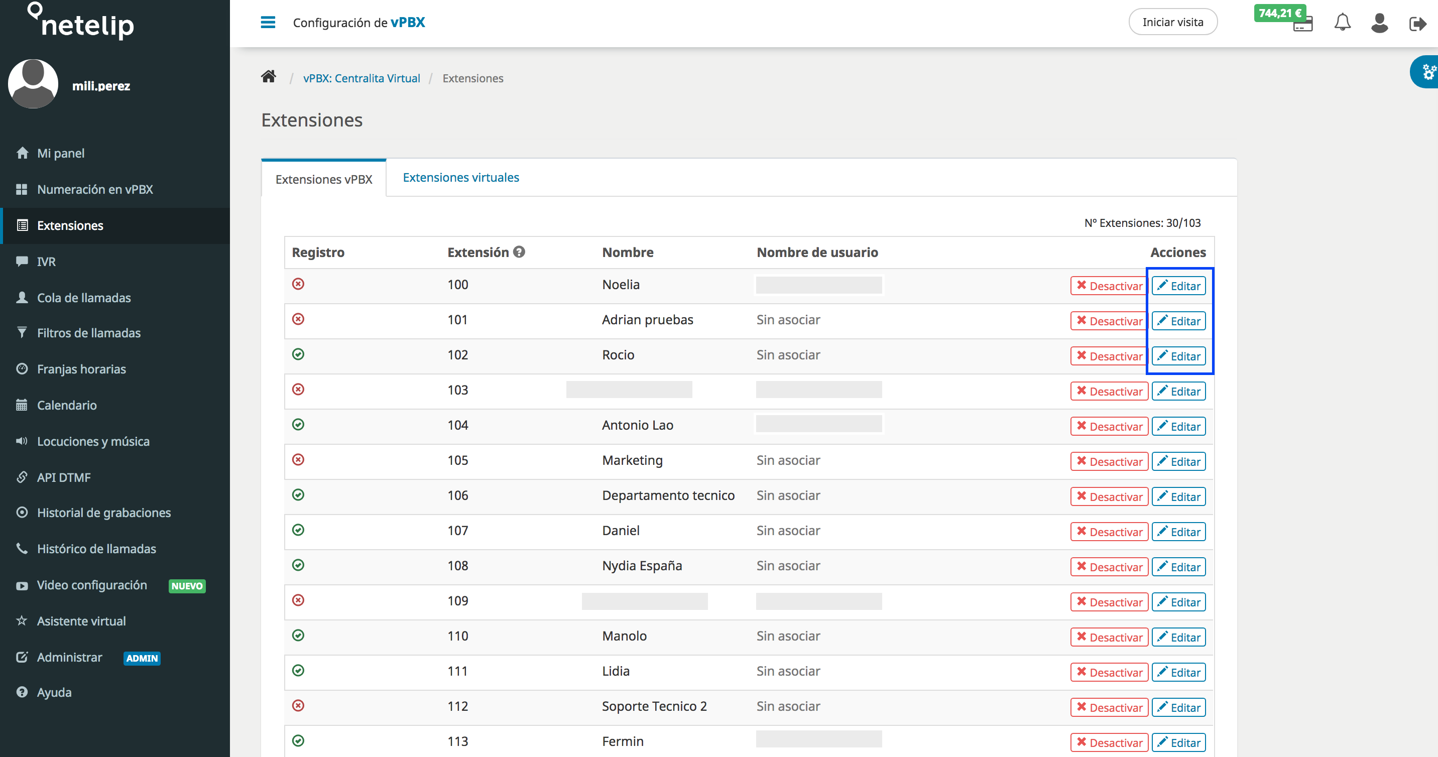 Configurar extensiones