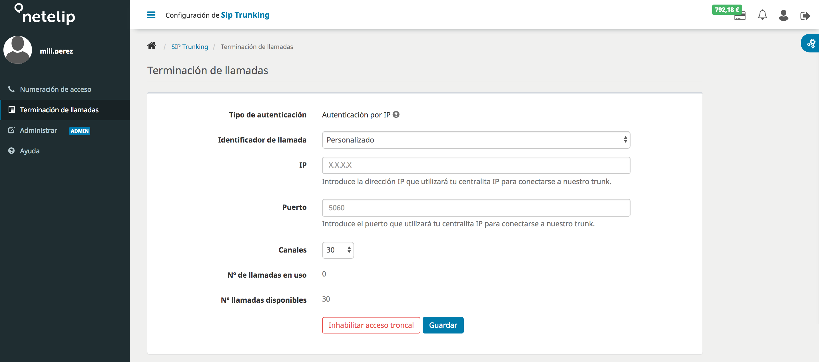 Terminación de llamadas en Troncal SIP