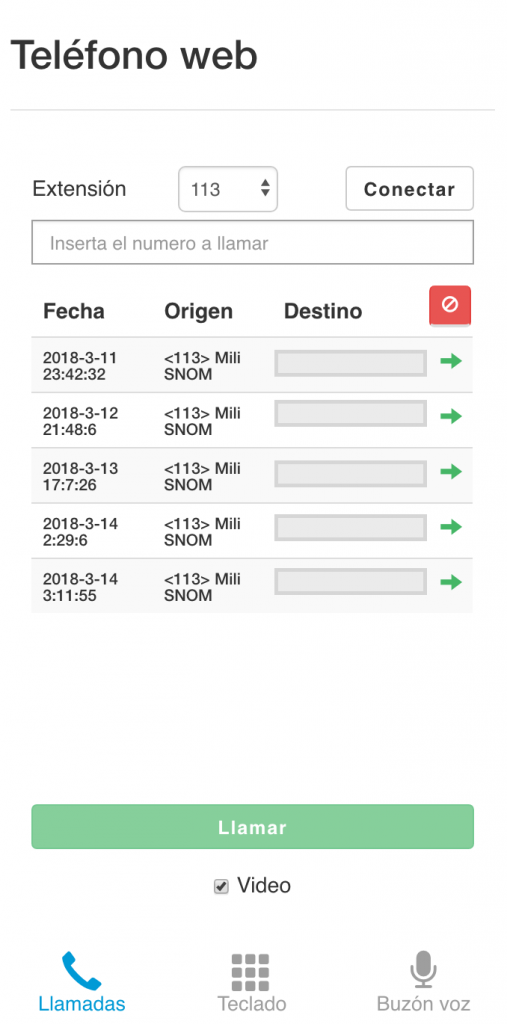 Llamadas en Webphone