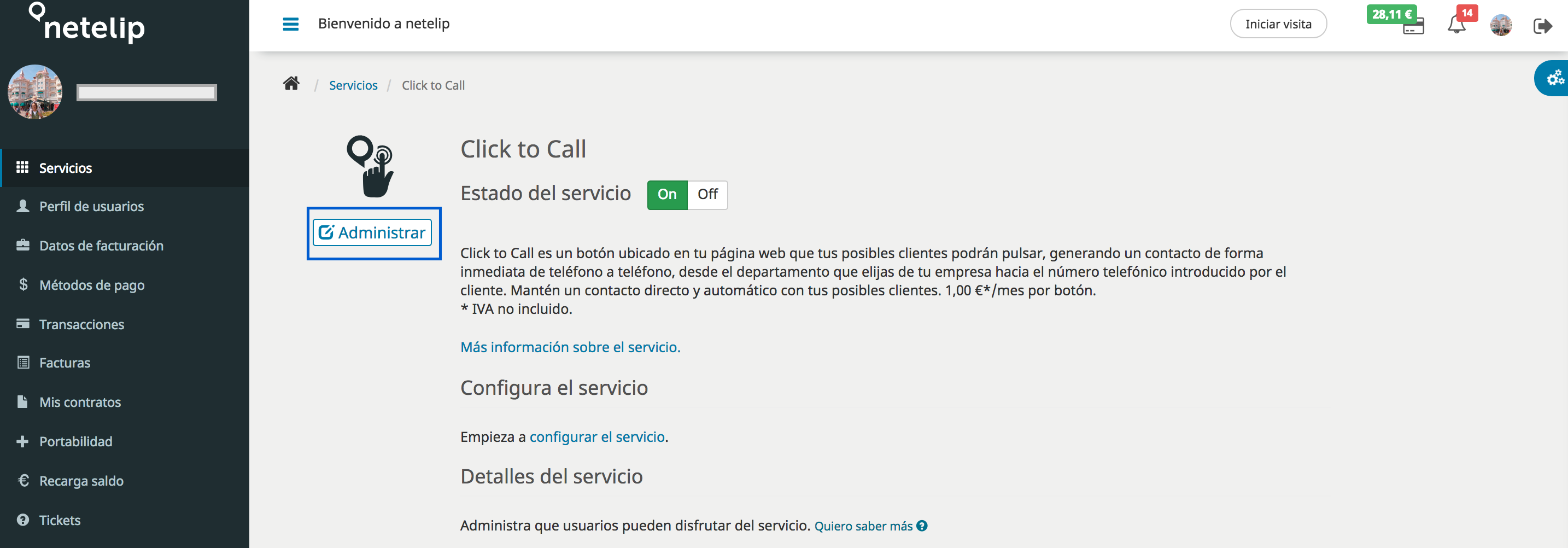 Click to Call activación servicio