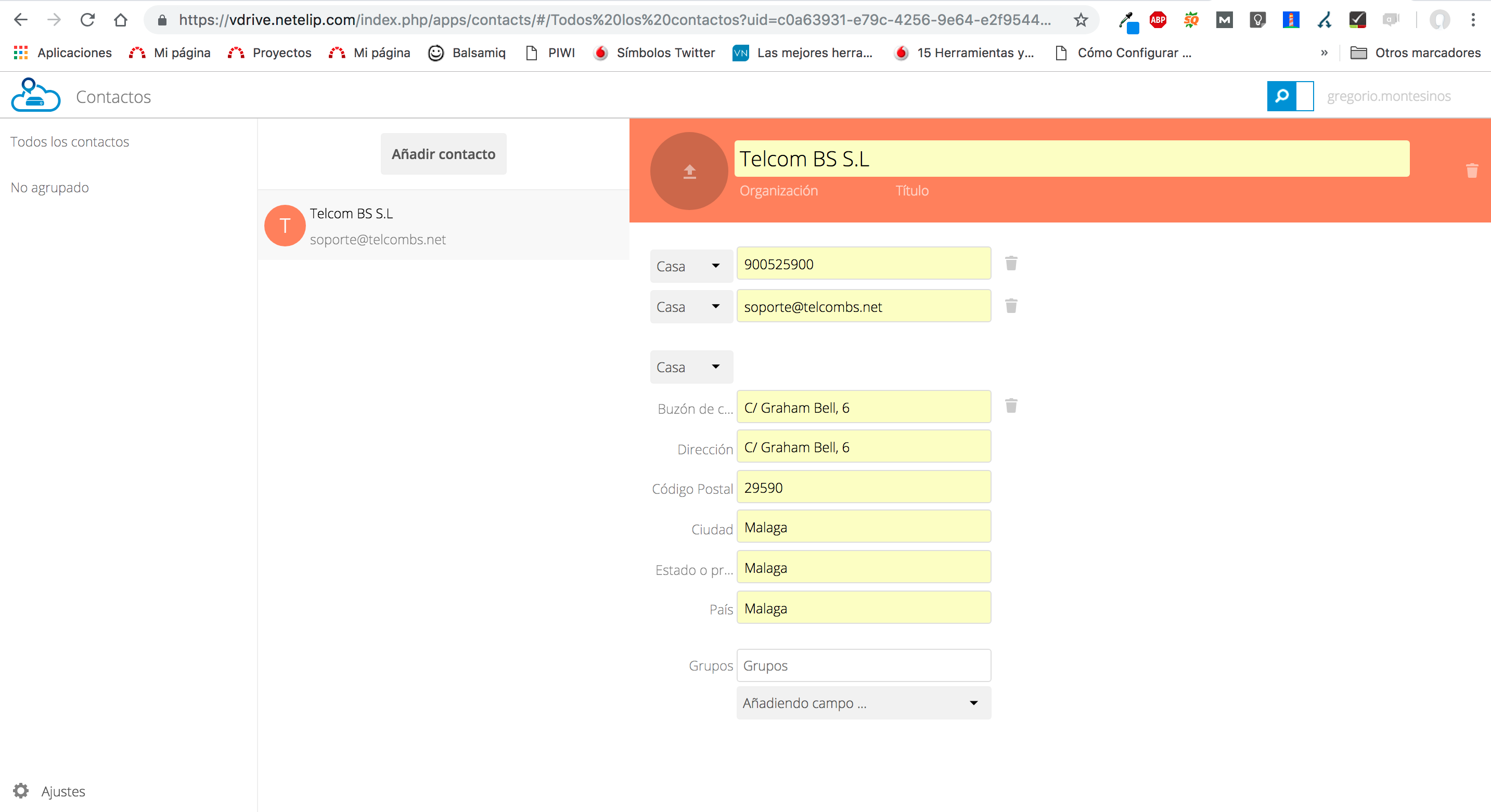 vDrive crear contactos