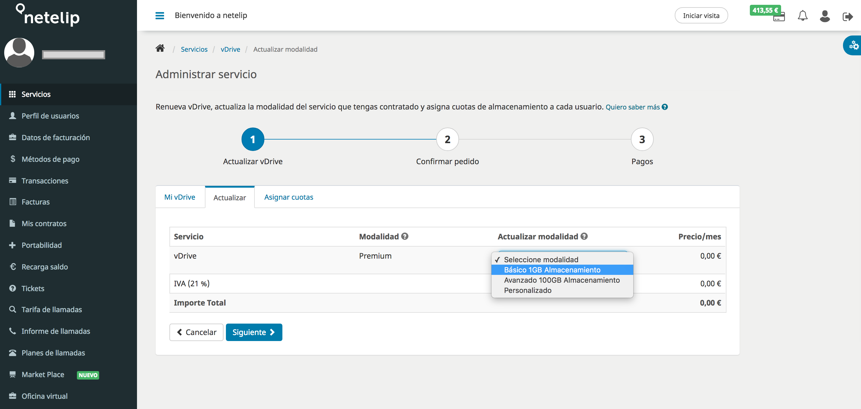 Modalidad en vDrive