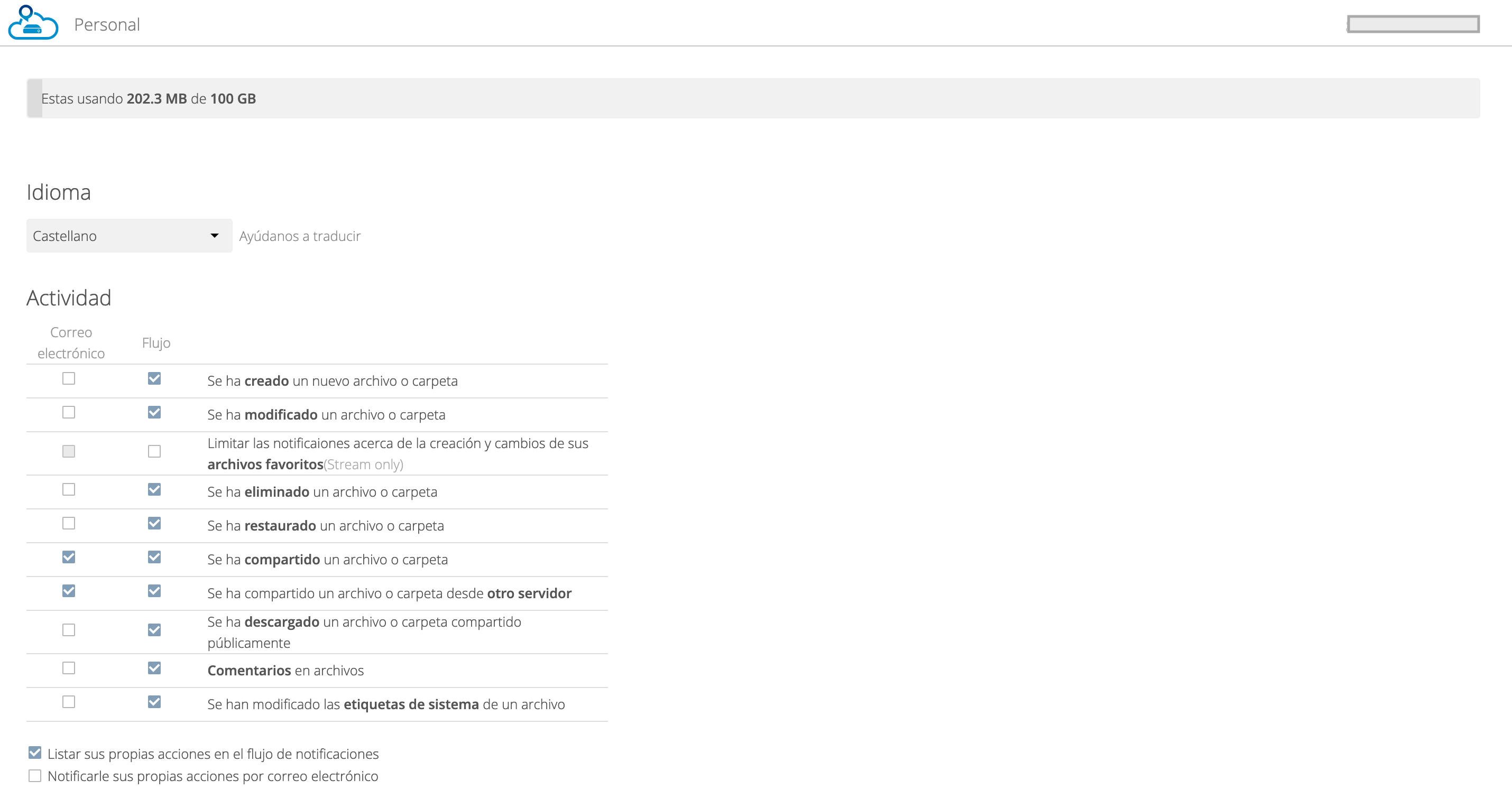 Configuración de la cuenta vDrive