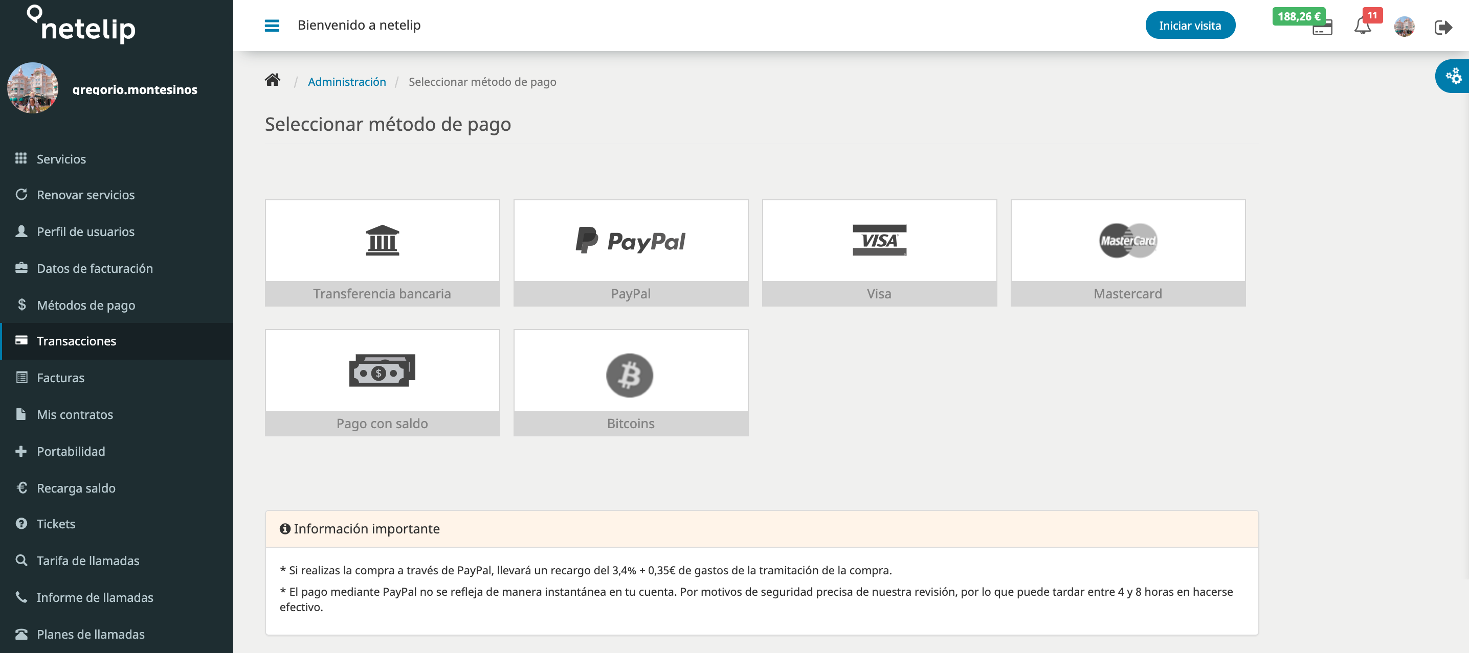 Diferentes formas de pago