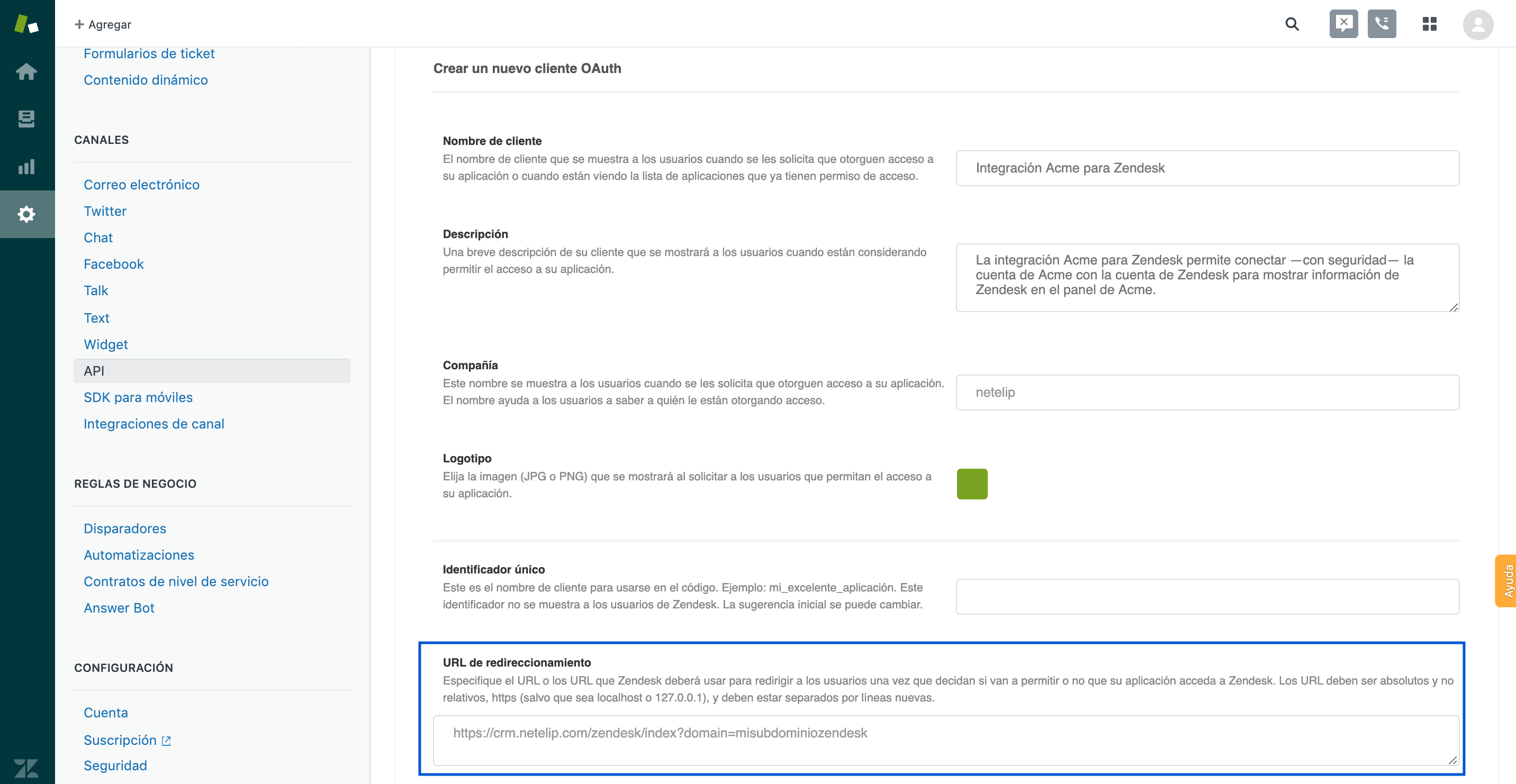 Conseguir URL en Zendesk