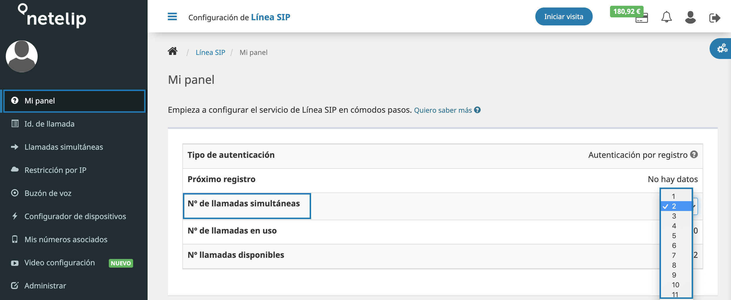 Llamadas simultáneas con línea SIP