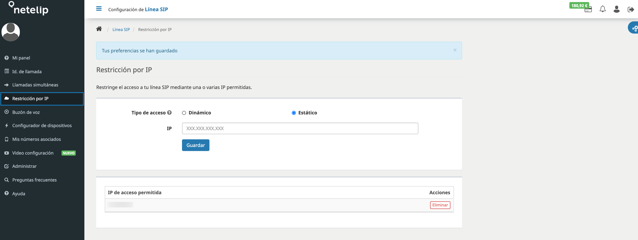 Cómo restringir IP en Línea SIP