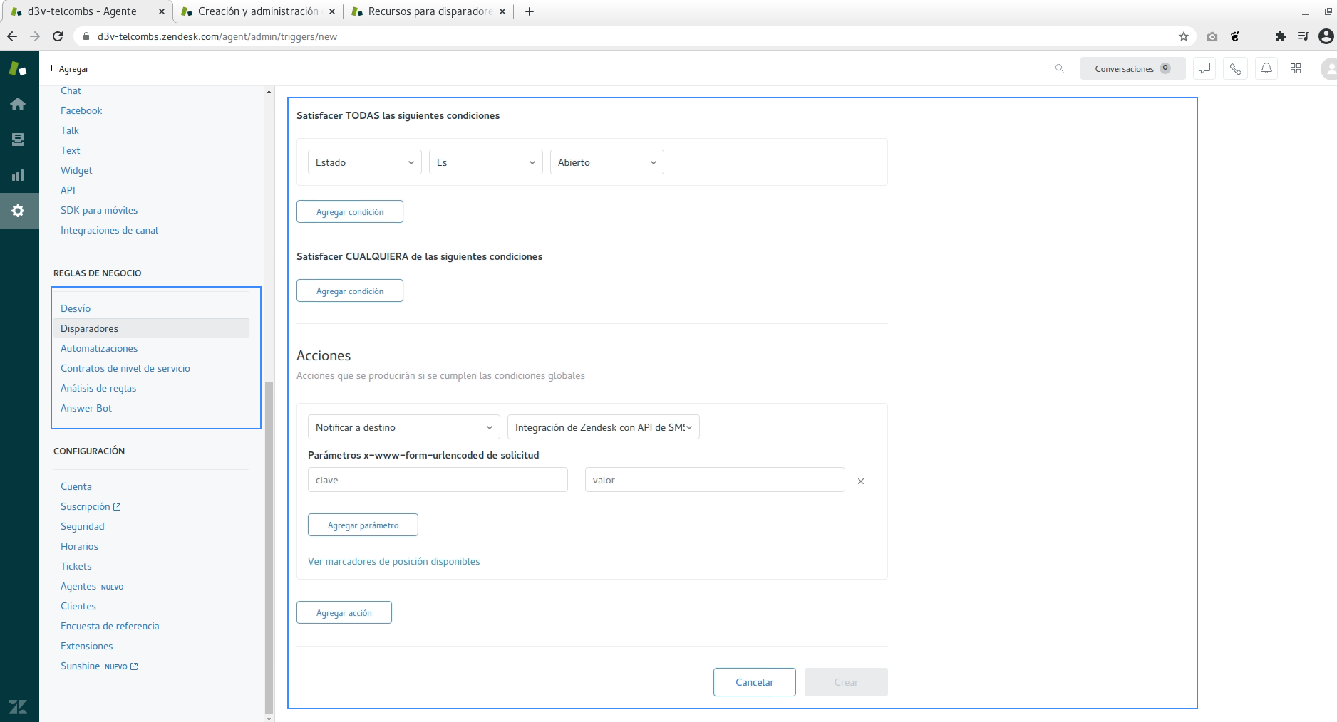 Cómo Agregar condición de disparadores en Zendesk