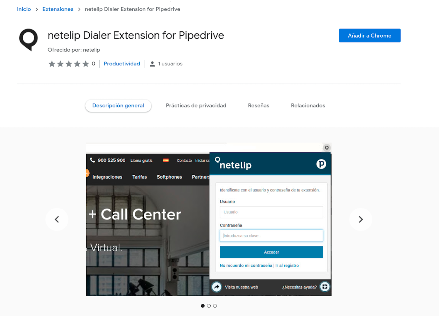 Extensión dialer Chrome con pipedrive