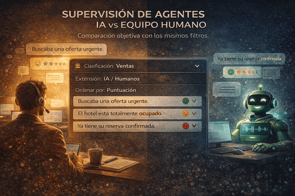 Supervisión de agentes de IA vs equipo humano - netelip