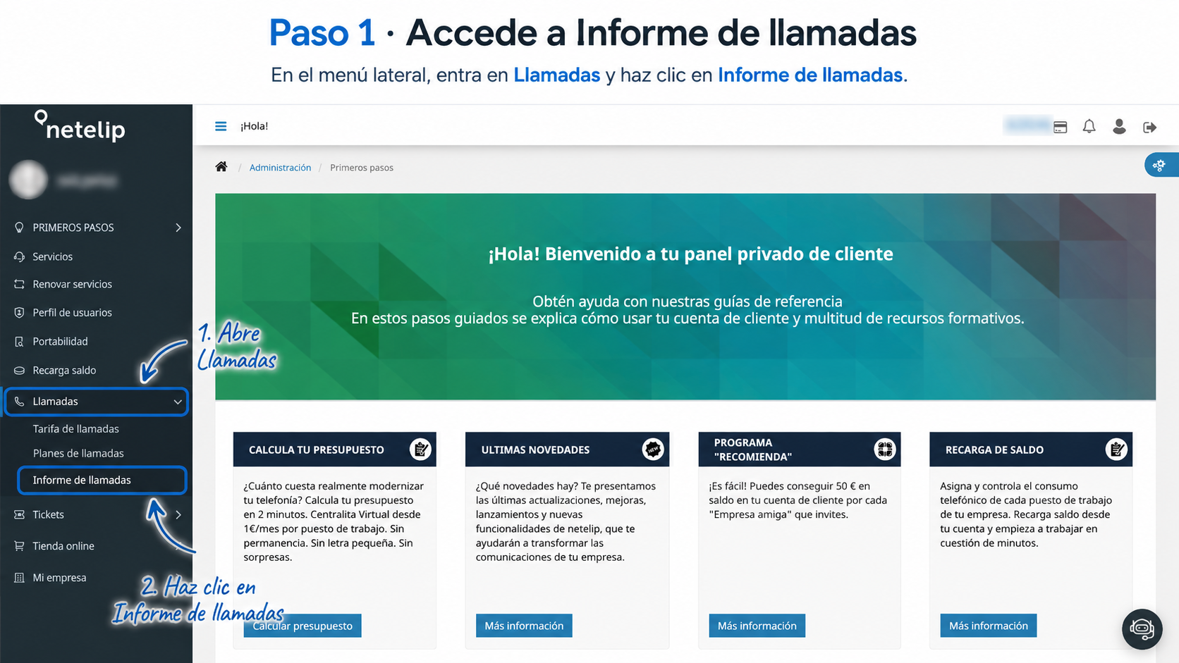 Informes de llamadas - netelip