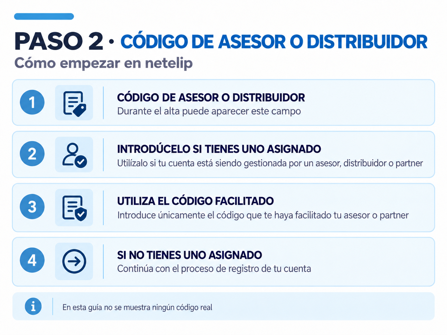 Código de asesor o partner - netelip